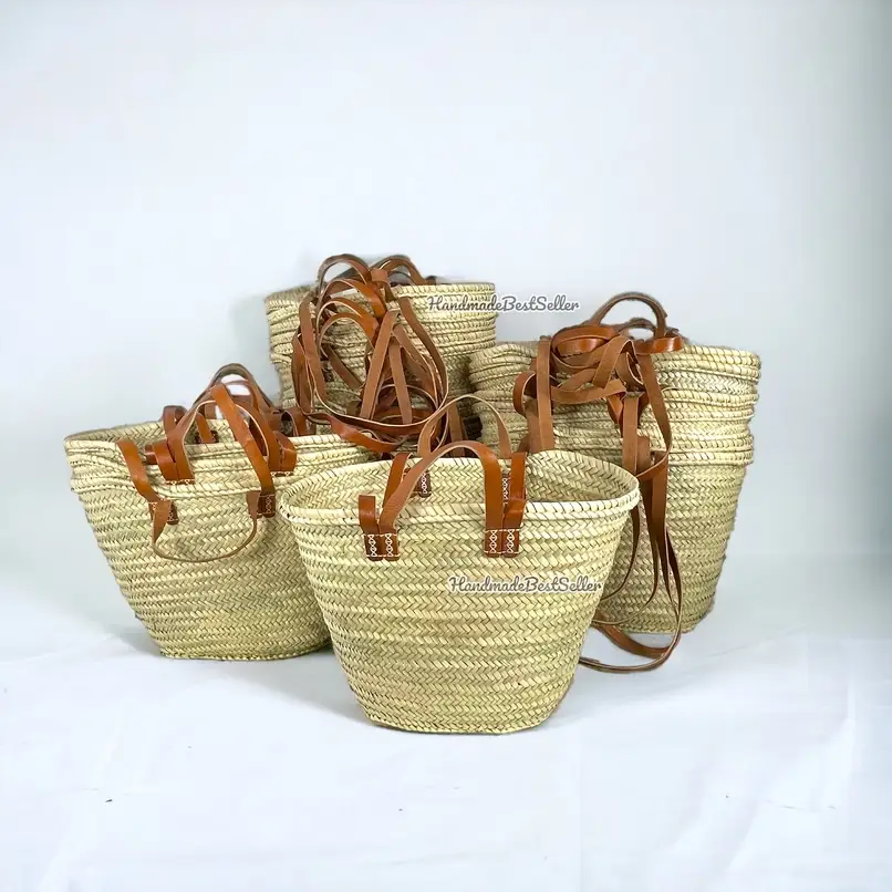 HandmadeBestSeller - Handmade with leather, French Market Basket