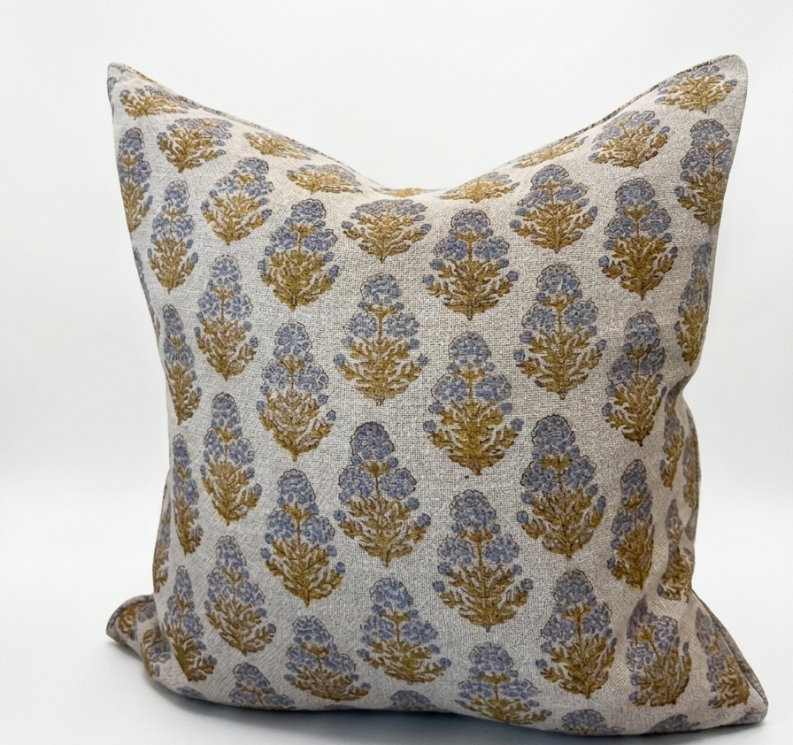 Botanical Block Print Accent Pillow