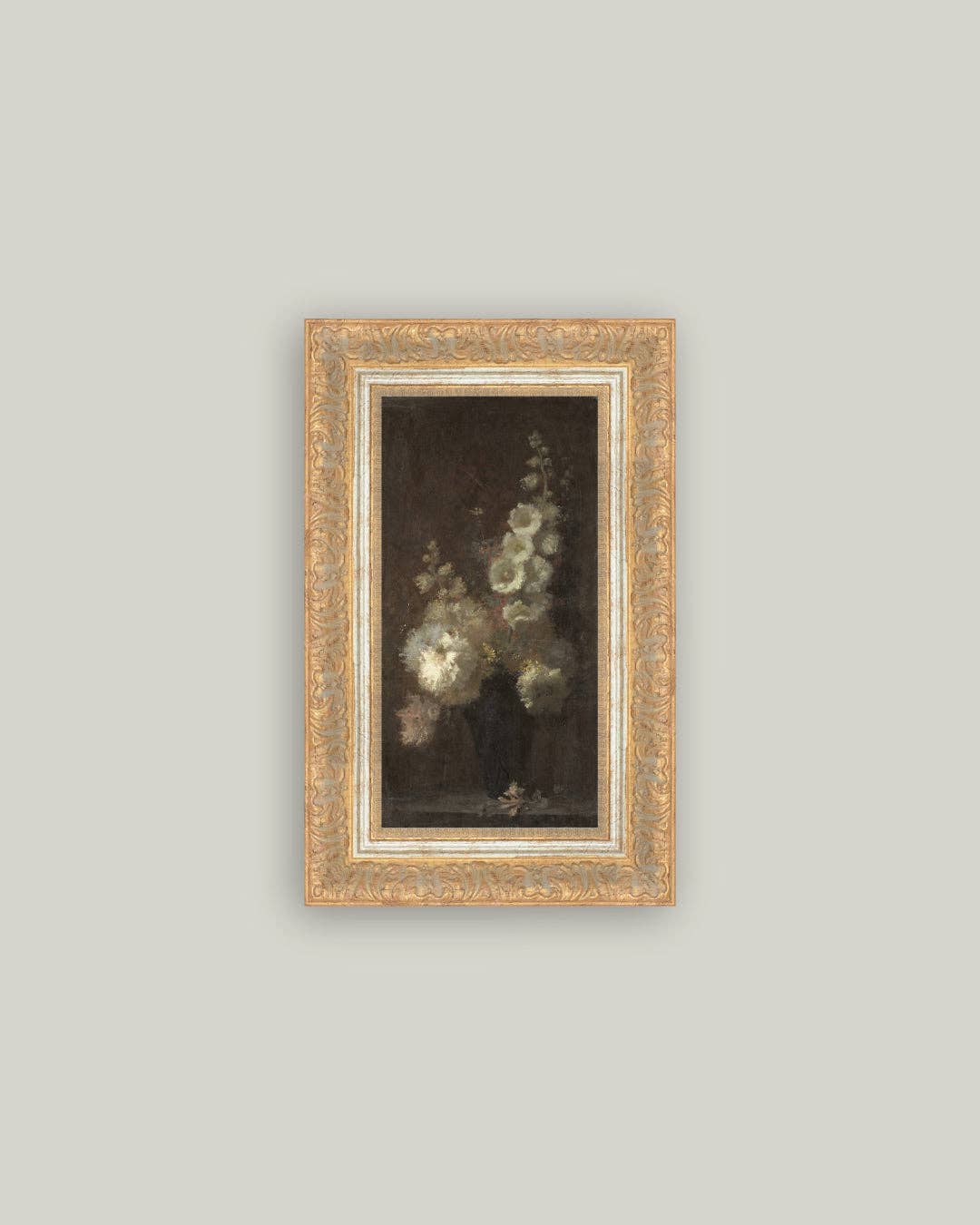 Petal Lane Home - Hollyhock Bouquet Framed Antique Art