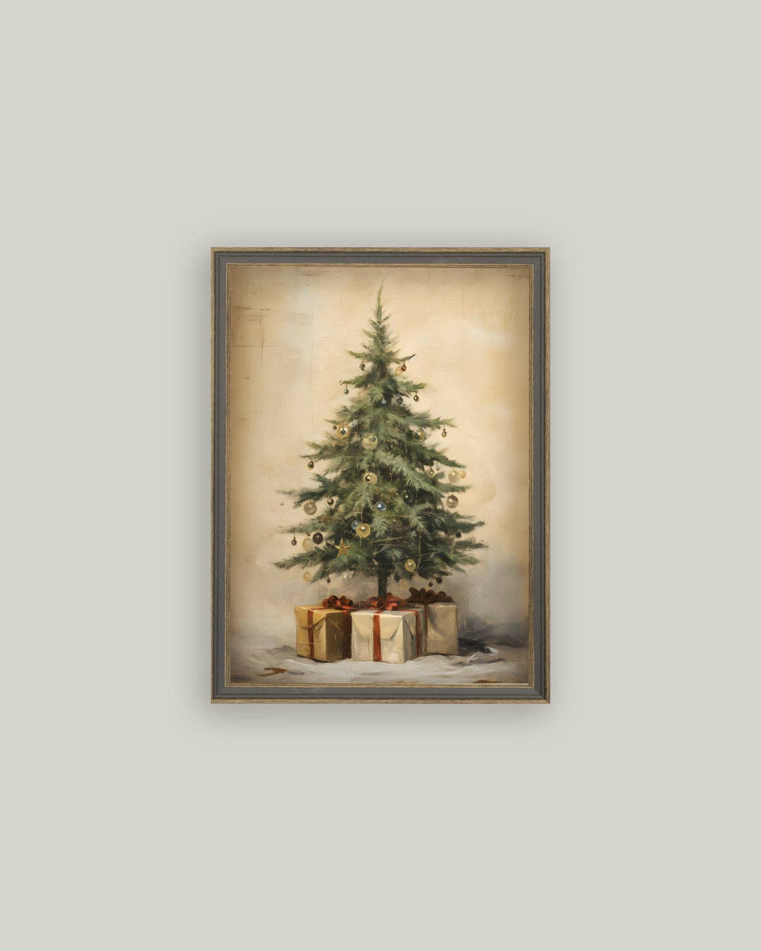 Petal Lane Home - Christmas Tree with Presents Framed Antique Art