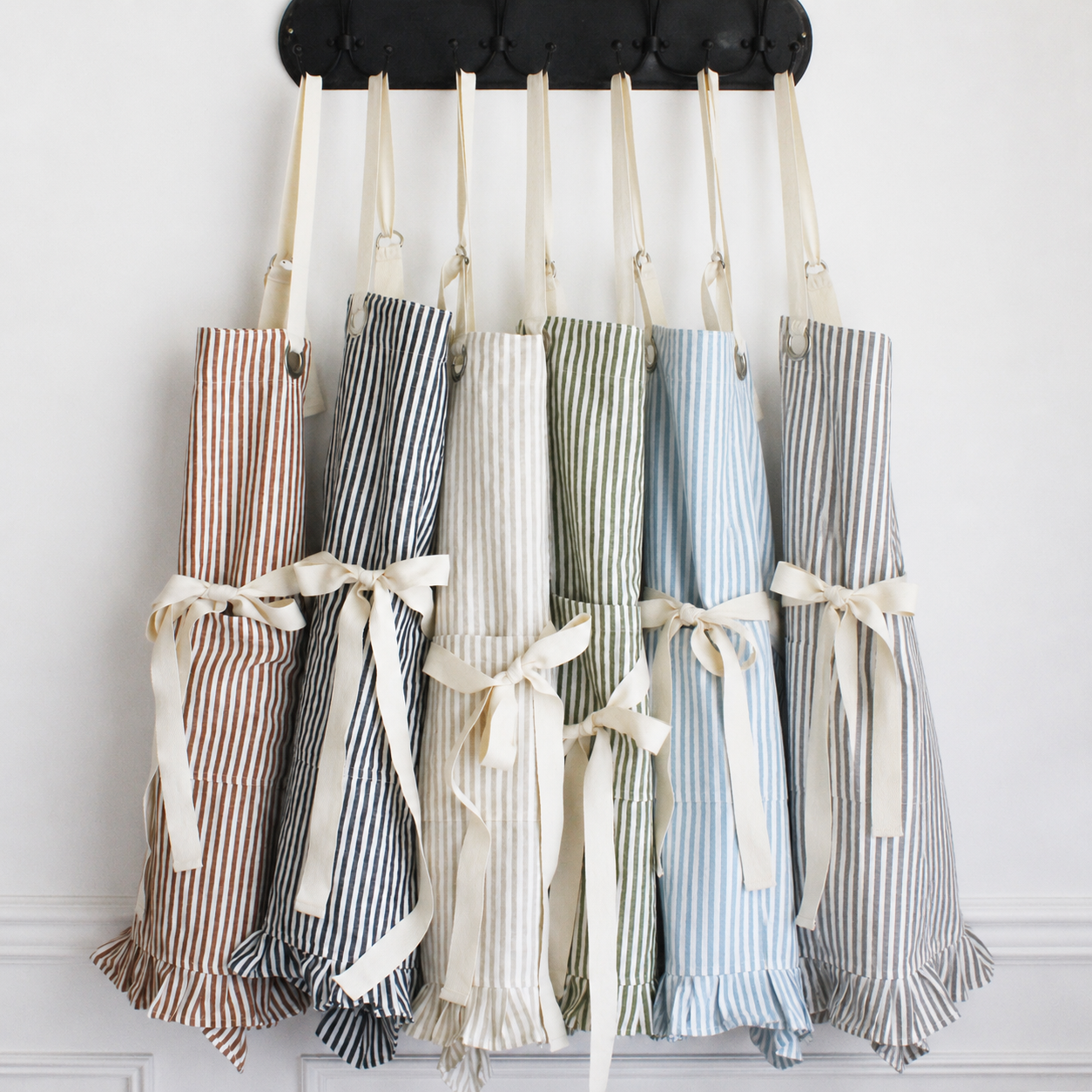 Porter Lane Home - Ruffle Pin Stripe Apron