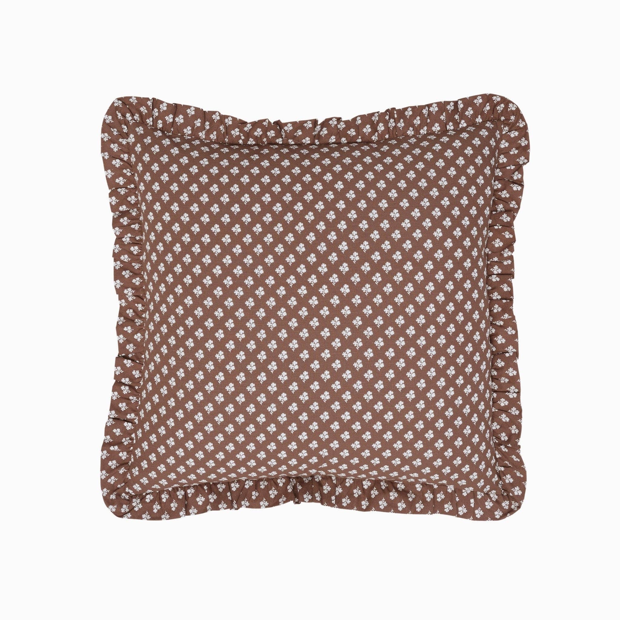 Constance Chocolate Ruffled Throw Pillow