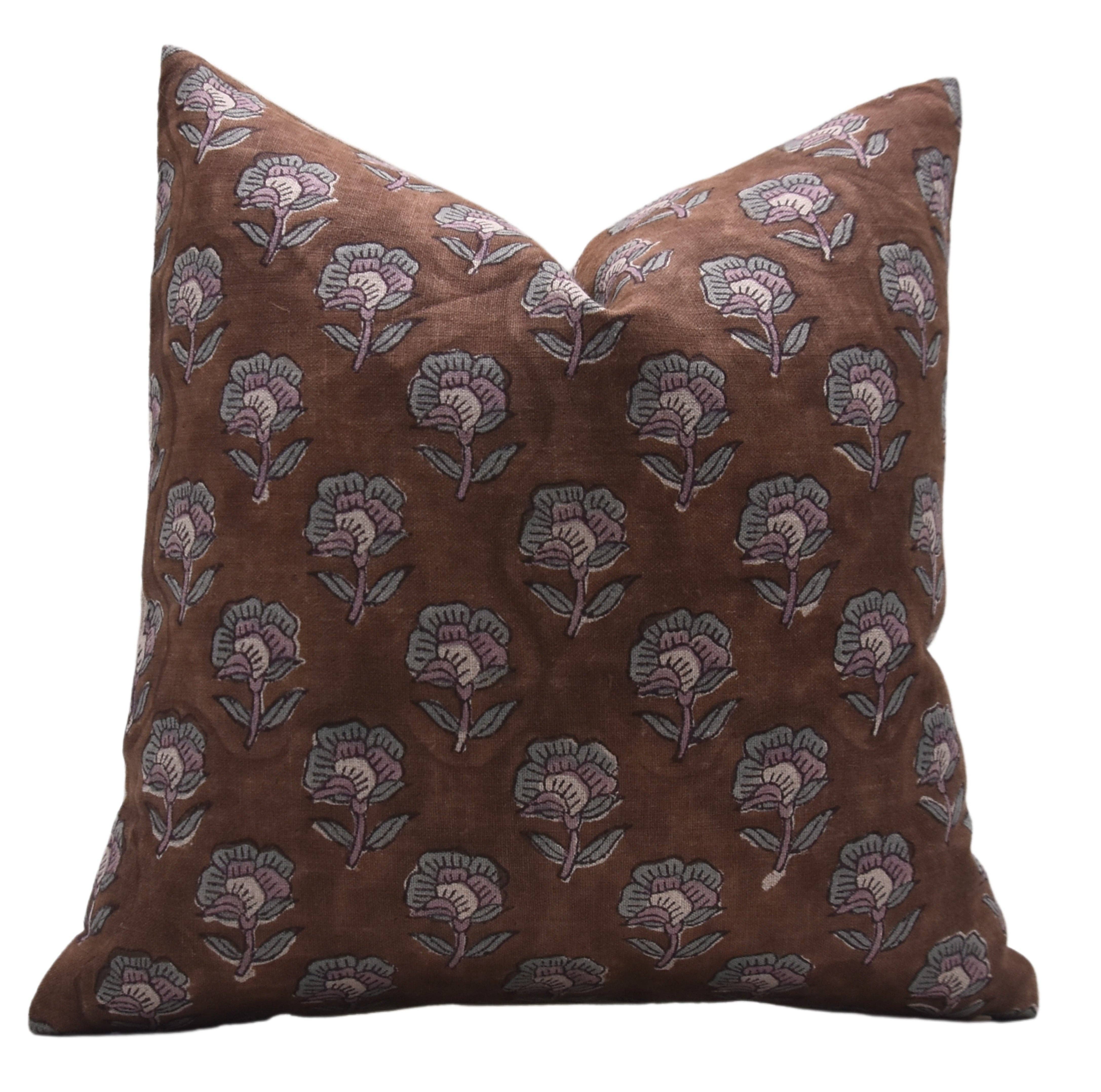 Decorative Pure Linen Block Print Cushion Cover - Rohini