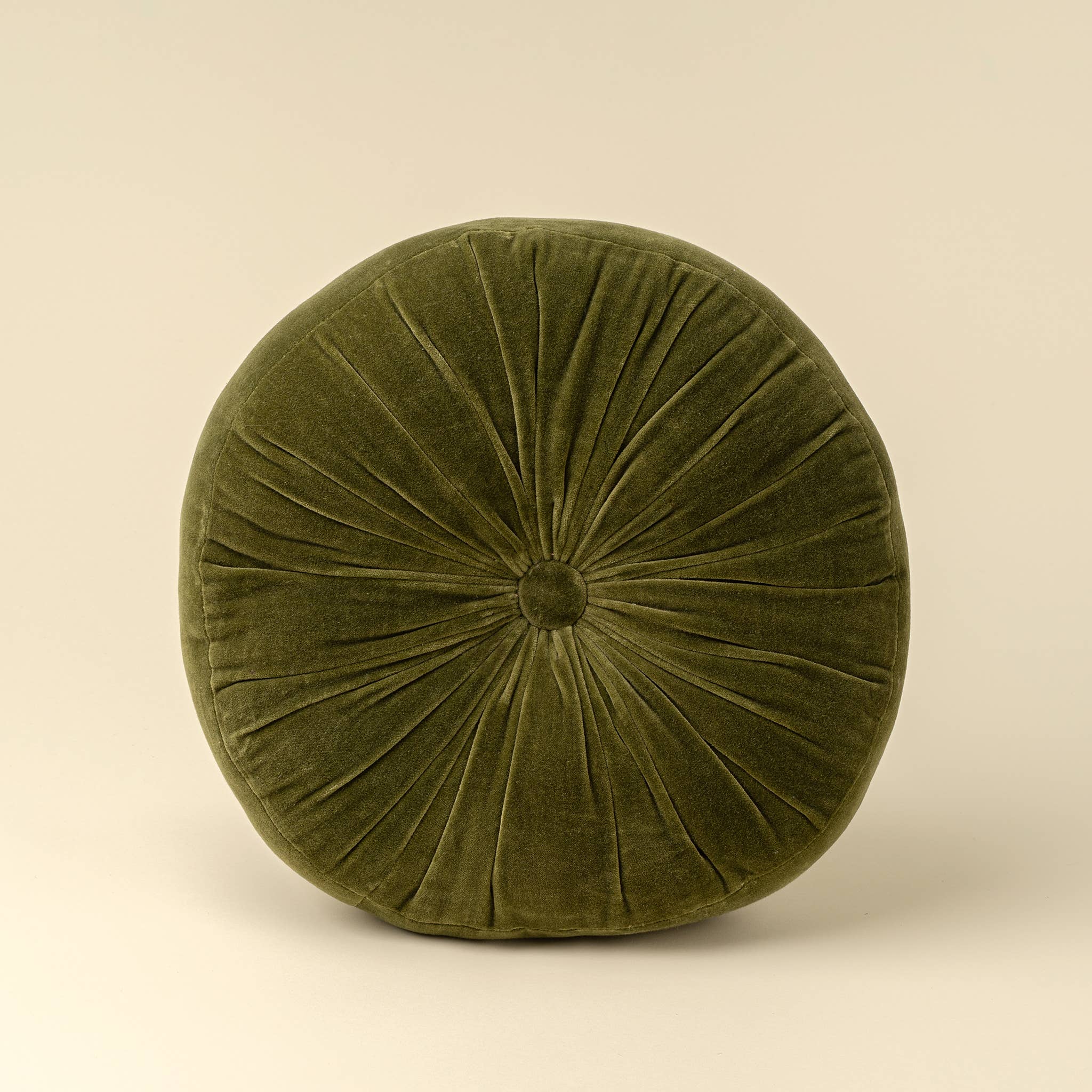 Velvet Tuft Round Cushion, Moss