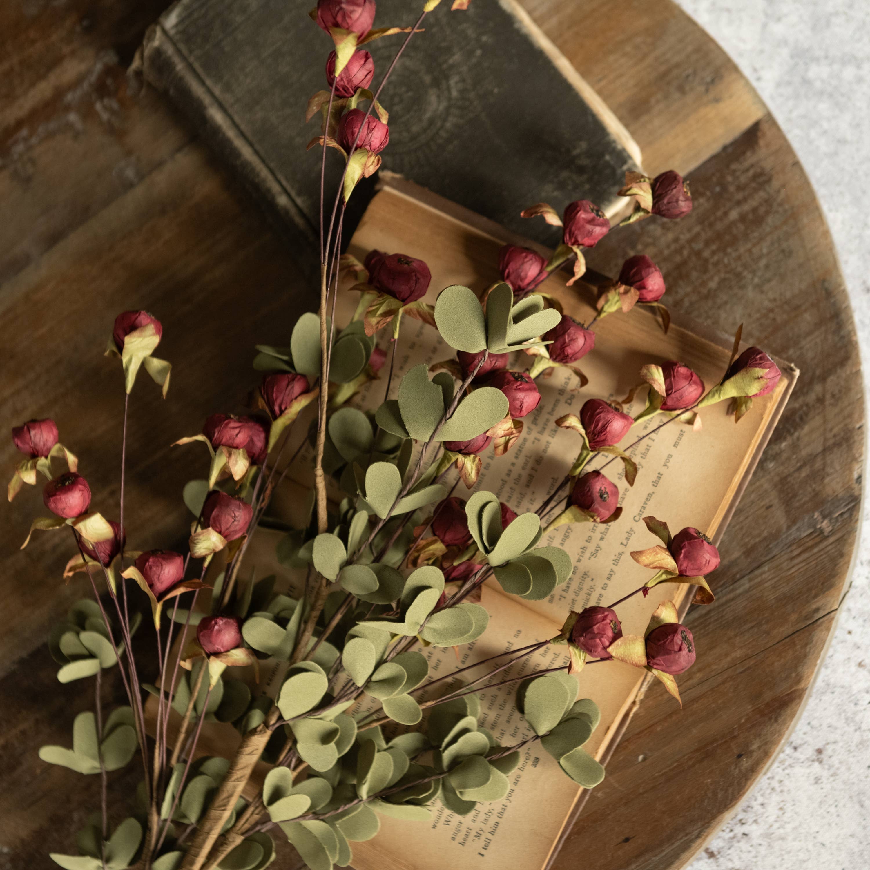 Ragon House - 32" BURGUNDY FLORAL POD SPRAY