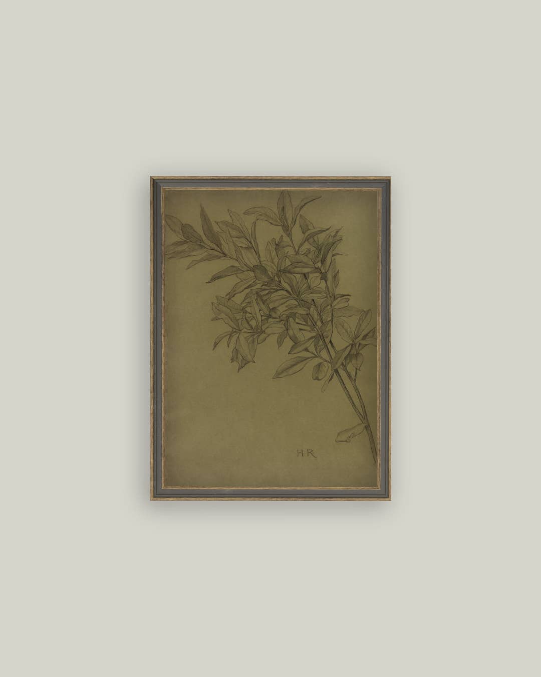 Petal Lane Home - Leaves On Green Framed Antique Art