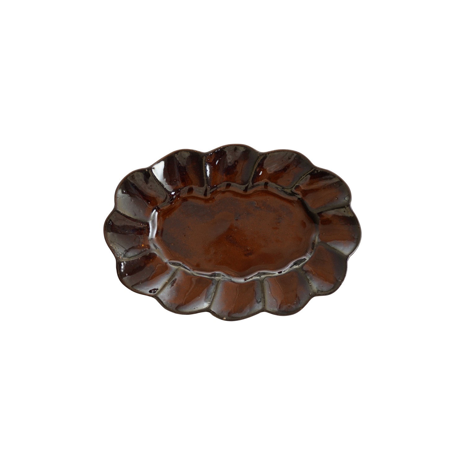 scalloped reactive glaze plate 4"x6"