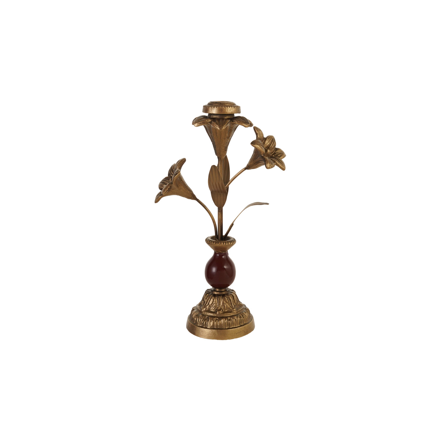 Cast Iron Taper Holder w/Flowers