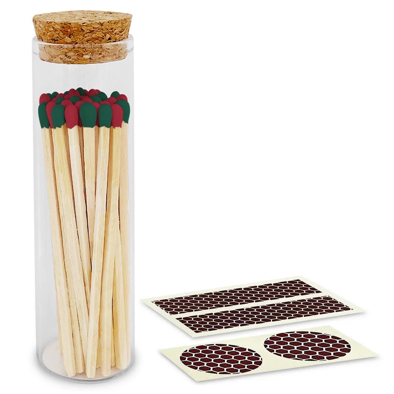 4" Matches in Chic Cork Top Jar - Colors of Your Choice, Color: Red &amp; White