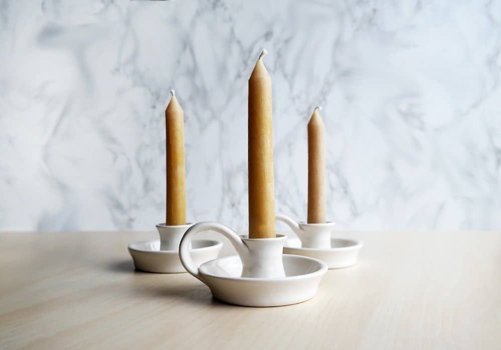 Ceramic Candle Holder - White