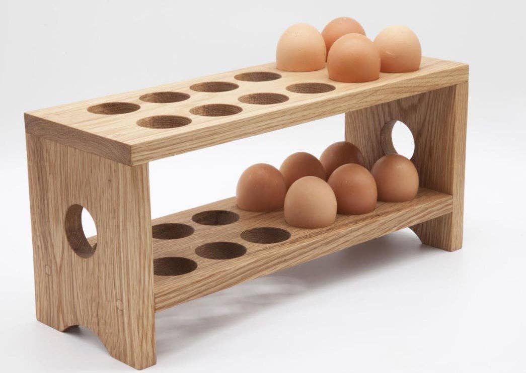 Oak Wood Egg Tray Holder, 2 Stackable Easter Egg Counter Top
