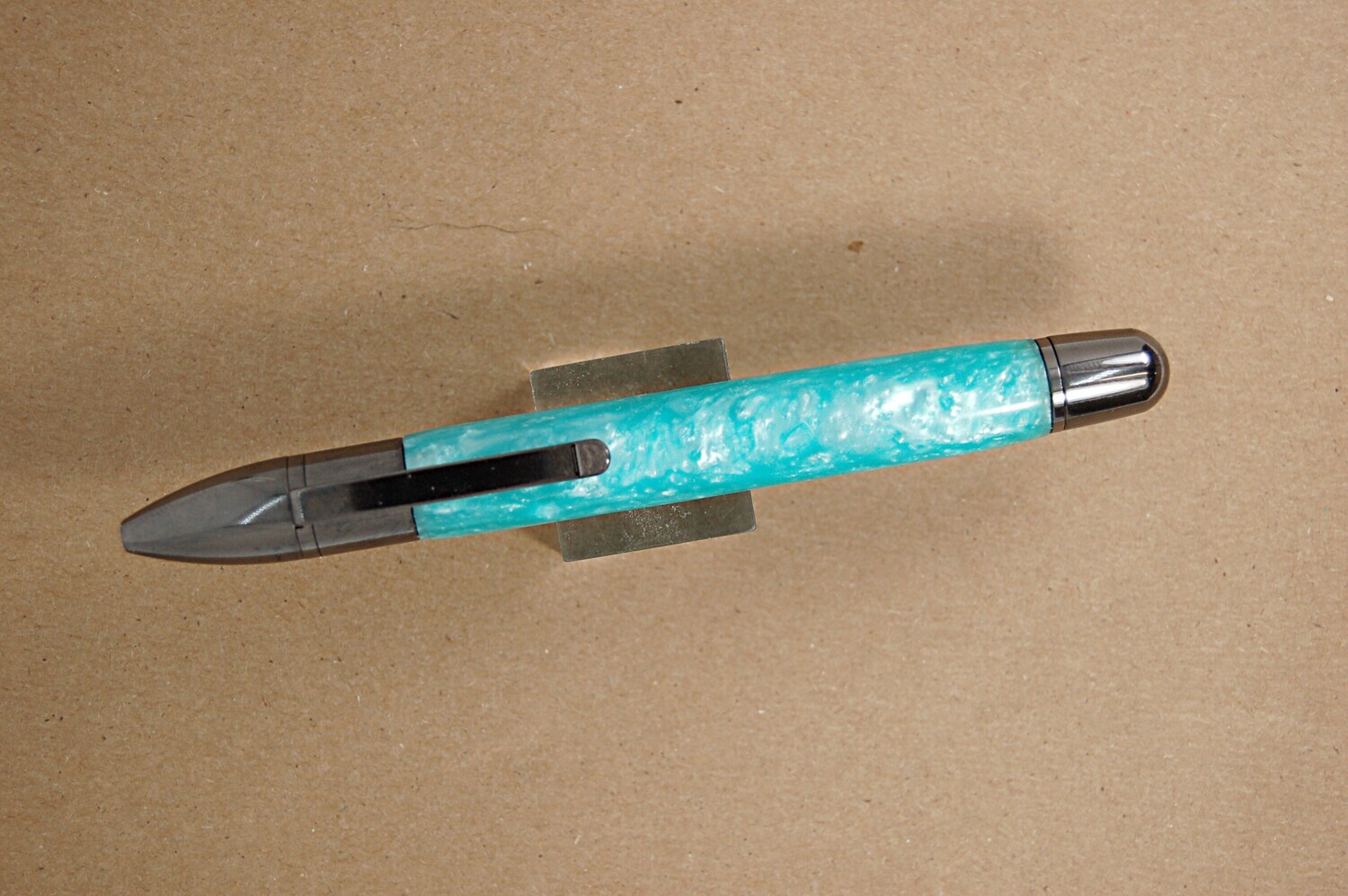 Trident Capless Rollerball Turquoise Ice and gun metal with black ink
