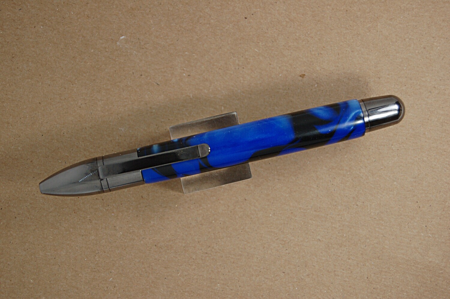 Trident Capless Rollerball Black and Blue resin gun metal with black ink