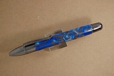 Trident Capless Rollerball Blue with brown swril resin gun metal with black ink