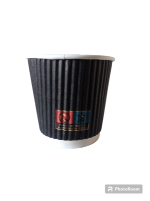 100 Disposable Black Ripple Cups Triple Walled With Reusable Lids, SELECT: 100 4oz/115ml Cups WITH LIDS