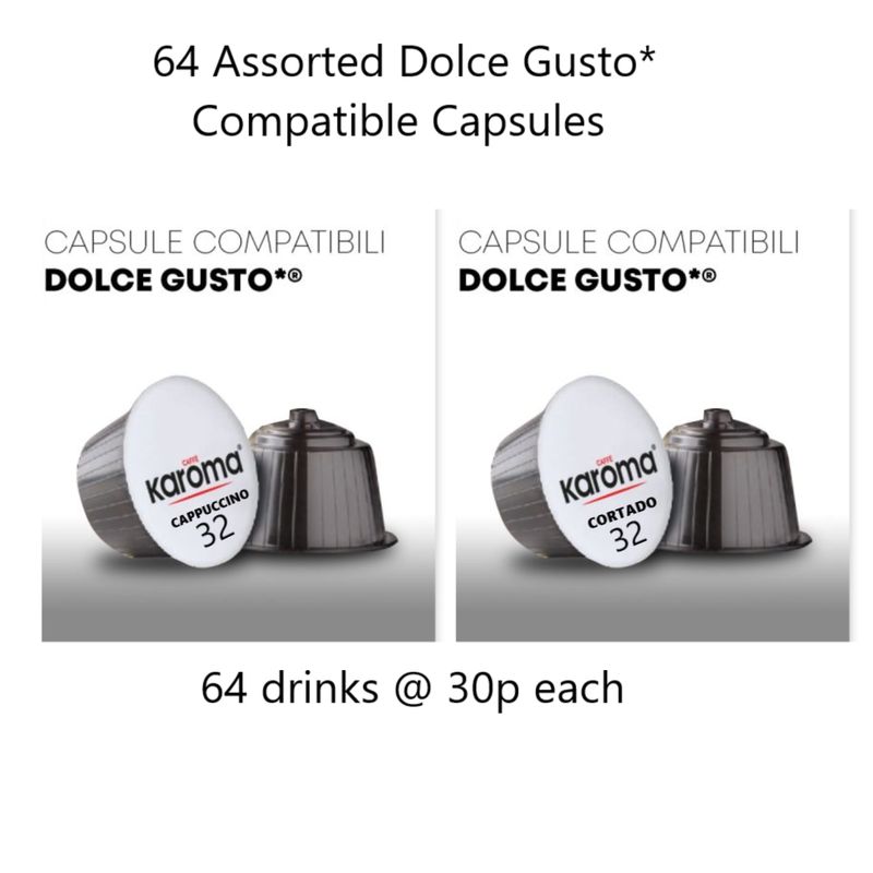 Karoma 64 Assorted Dolce Gusto Compatible Coffee Capsules