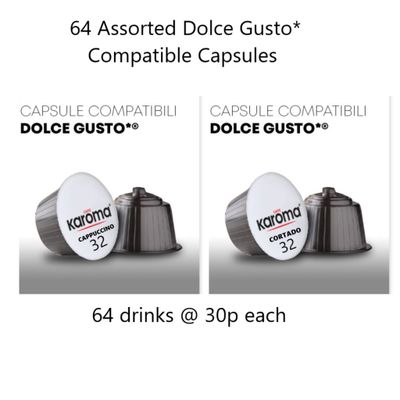 Karoma 64 Assorted Dolce Gusto Compatible Coffee Capsules