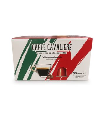 NEW Nespresso* Compatible Capsules by Caffe' Cavaliere Box of 50