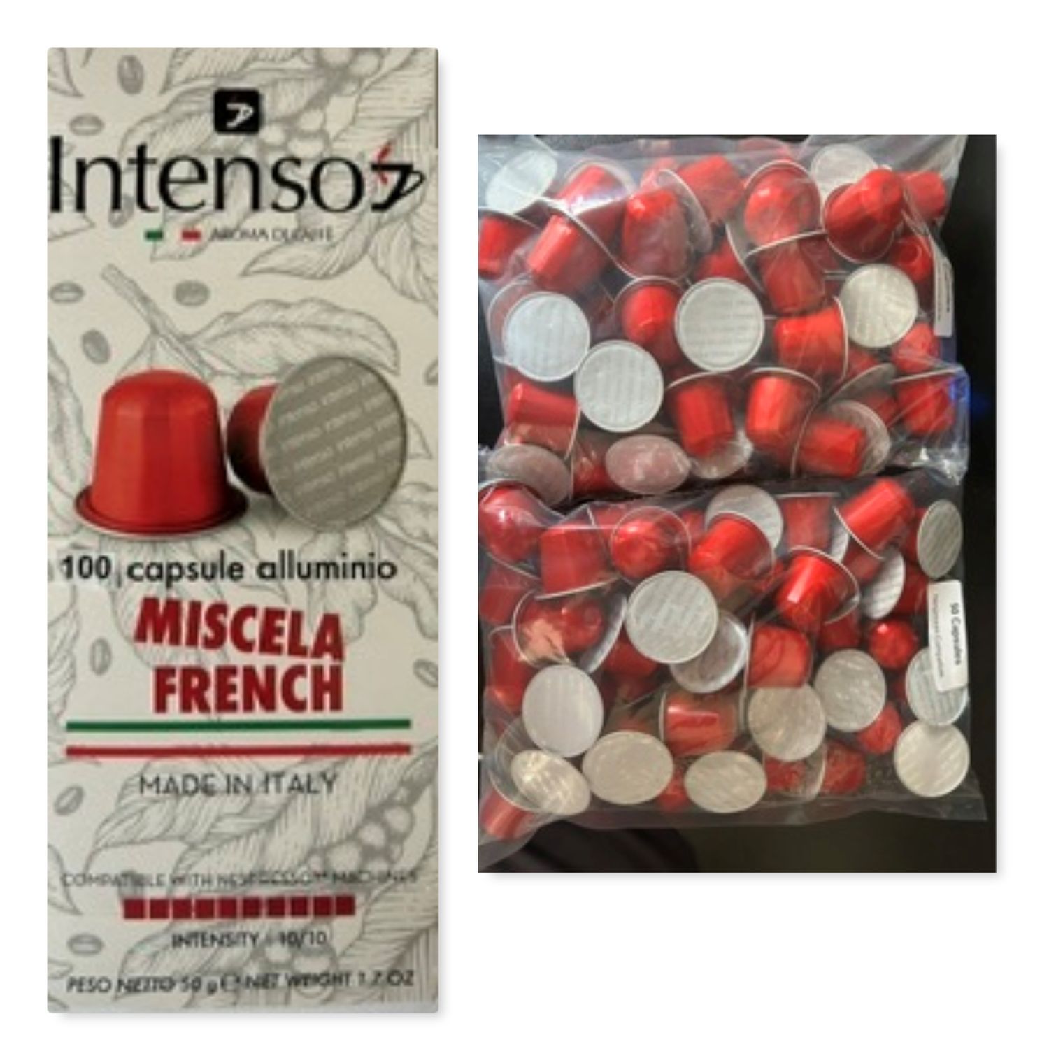 100 INTENSO Nespresso Compatible Capsules in Aluminum FRENCH Blend