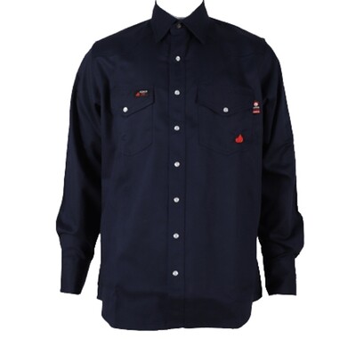 Forge FR Navy Snap Button Long Sleeve Shirt