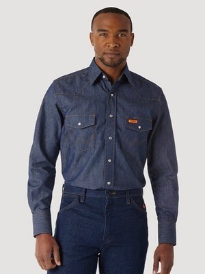 Men’s FR Long Sleeve Denim Work Shirt in Denim
