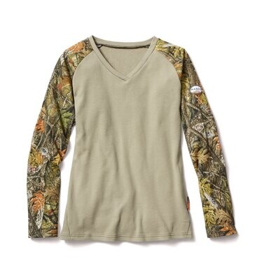 Rasco FR Ladies Henley T-Shirt -Camo & Khaki