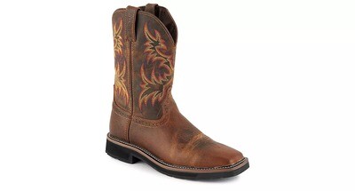 JUSTIN MENS STAMPEDE STEEL TOE WORK BOOTS - BROWN JUSTIN MENS STAMPEDE STEEL TOE WORK BOOTS - BROWN