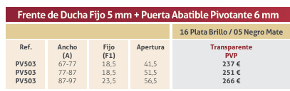 PIVOT Frente de Ducha Fijo 5 mm + Puerta Abatible Pivotante 6 mm