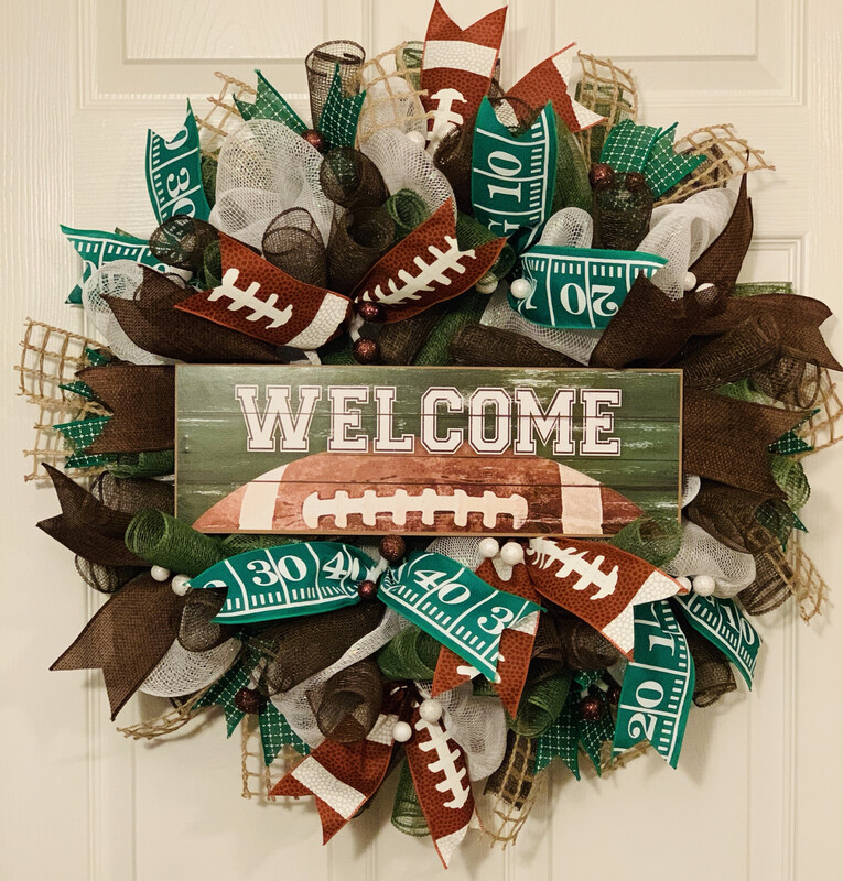 Football Welcome Wreath Game Day Door Decor