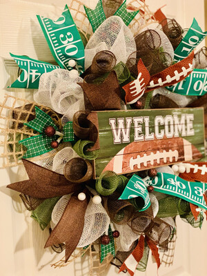 Football Welcome Wreath Game Day Door Decor
