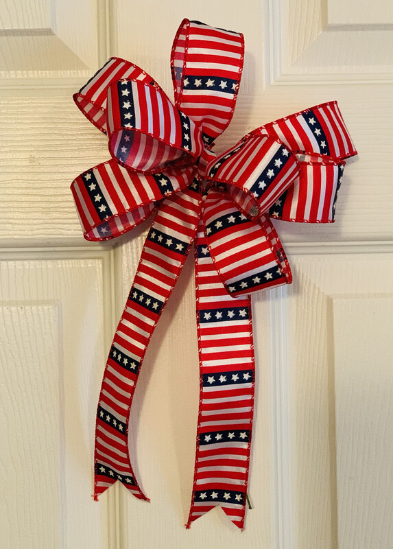 Patriotic Stars and Stripes Traditional Red White Blue Bow