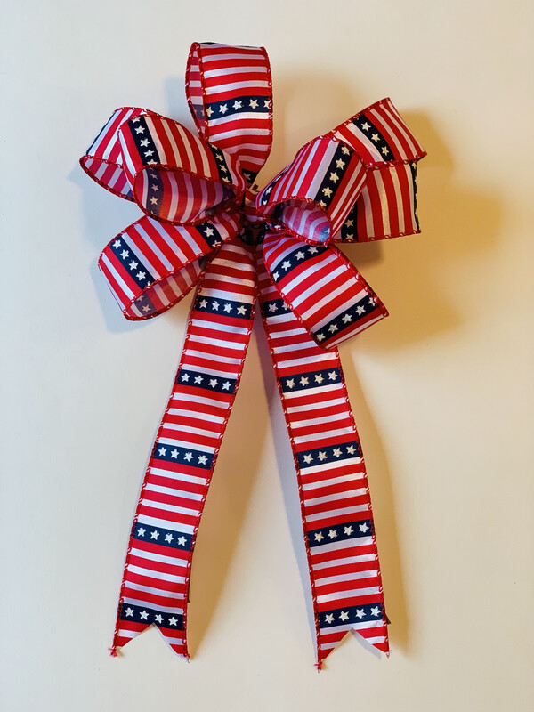 Patriotic Stars and Stripes Traditional Red White Blue Bow
