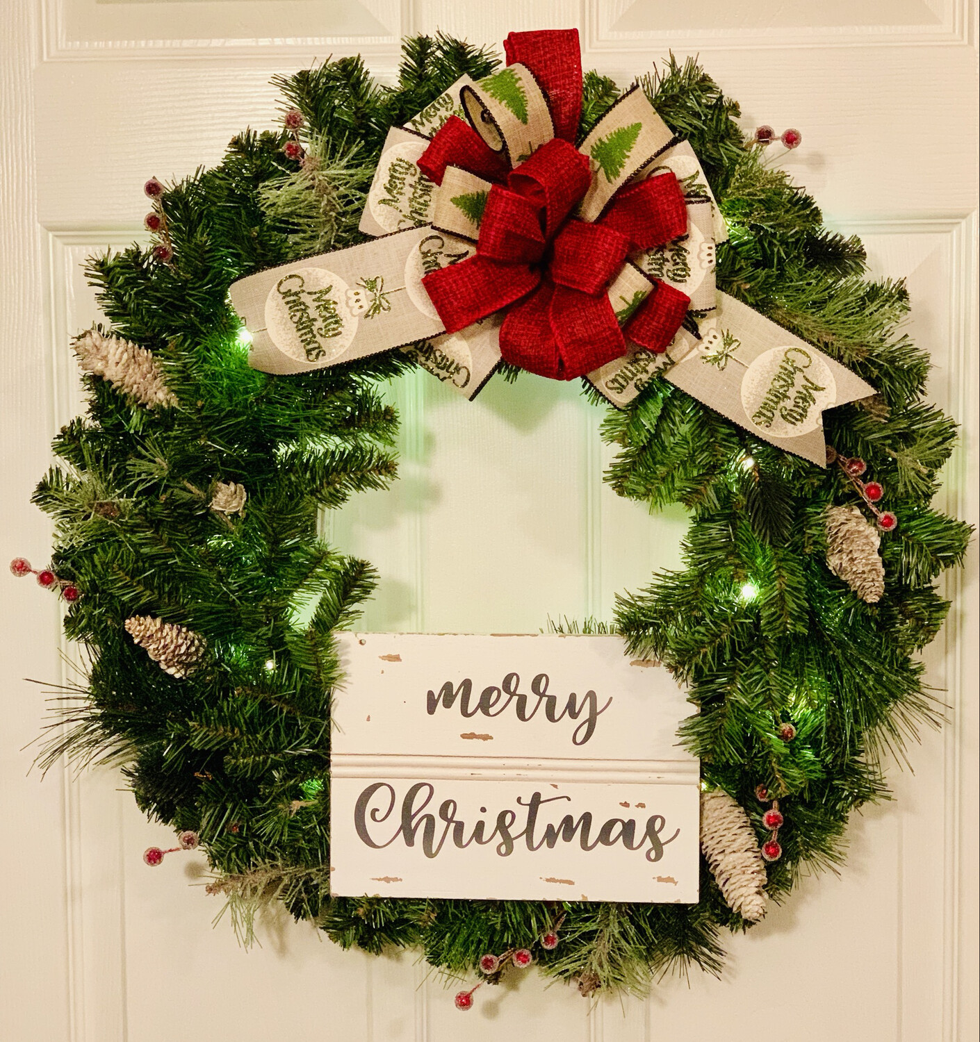 Merry Christmas Evergreen Primitive Holiday Pines Wreath Christmas Gift A Touch of Faith