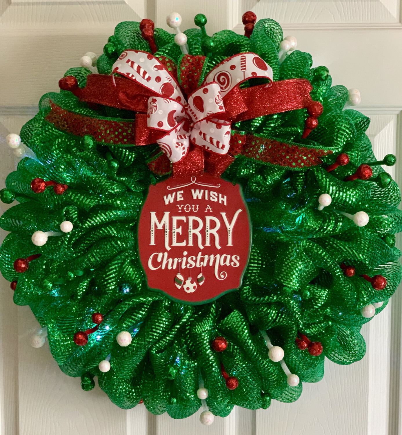 We Wish You a Merry Christmas Wreath Xmas Lights Decoration Holiday Door Decor Christmas Gift A Touch Of Faith