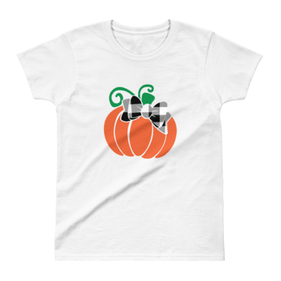 Pumpkin Plaid Bow T-shirt
