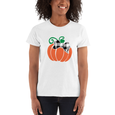 Pumpkin Plaid Bow T-shirt