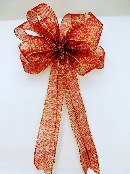 Red Gold Wreath Bow