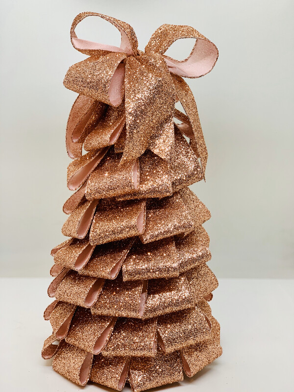 10” Rose Gold Ribbon Tree Centerpiece