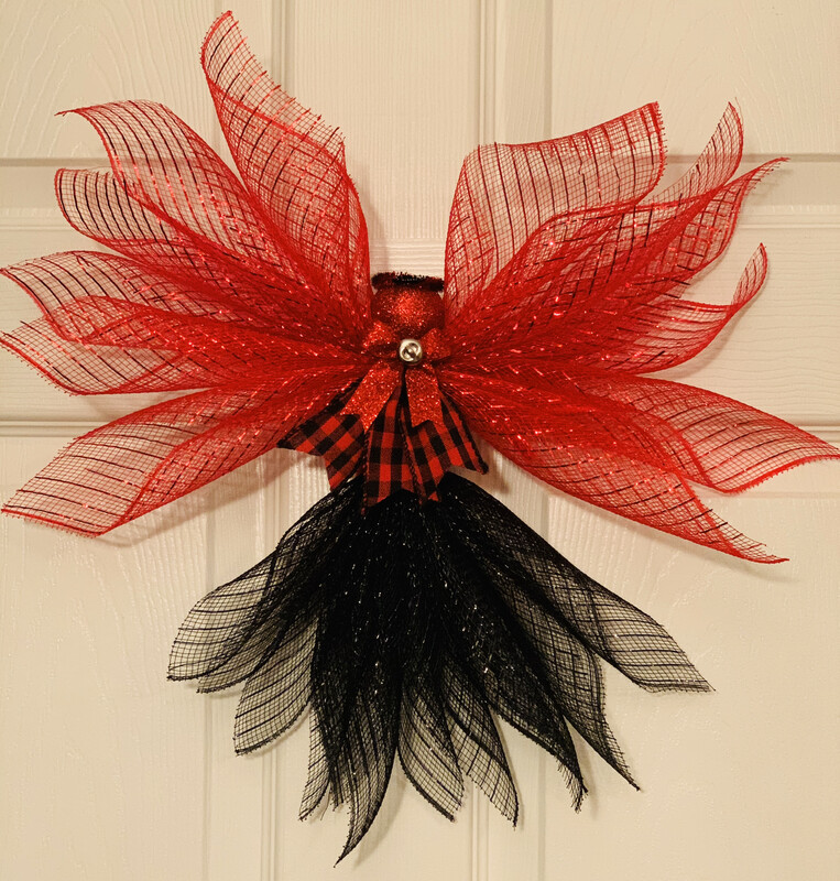 Red Black Buffalo Check Angel Tree Topper