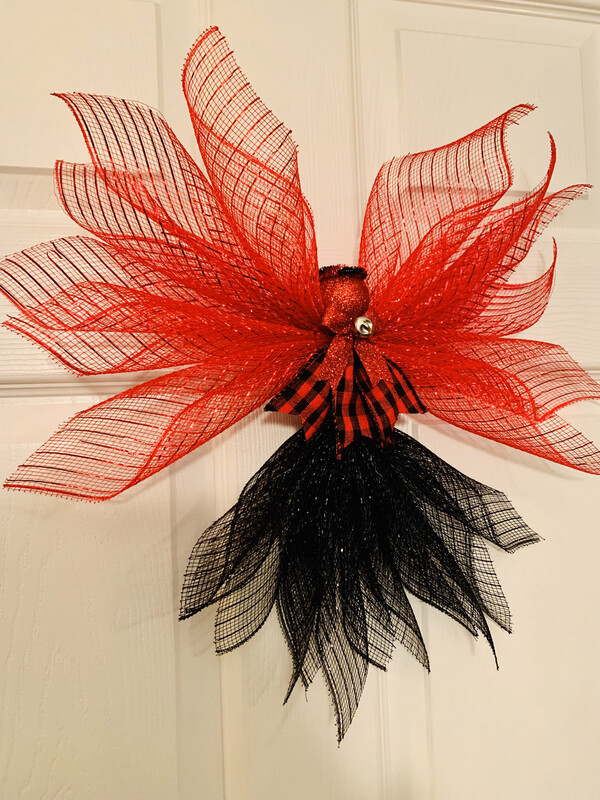 Red Black Buffalo Check Angel Tree Topper