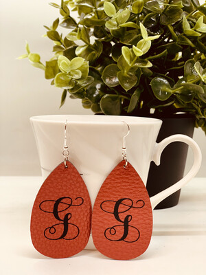 Personalized Faux Leather Monogrammed Earrings