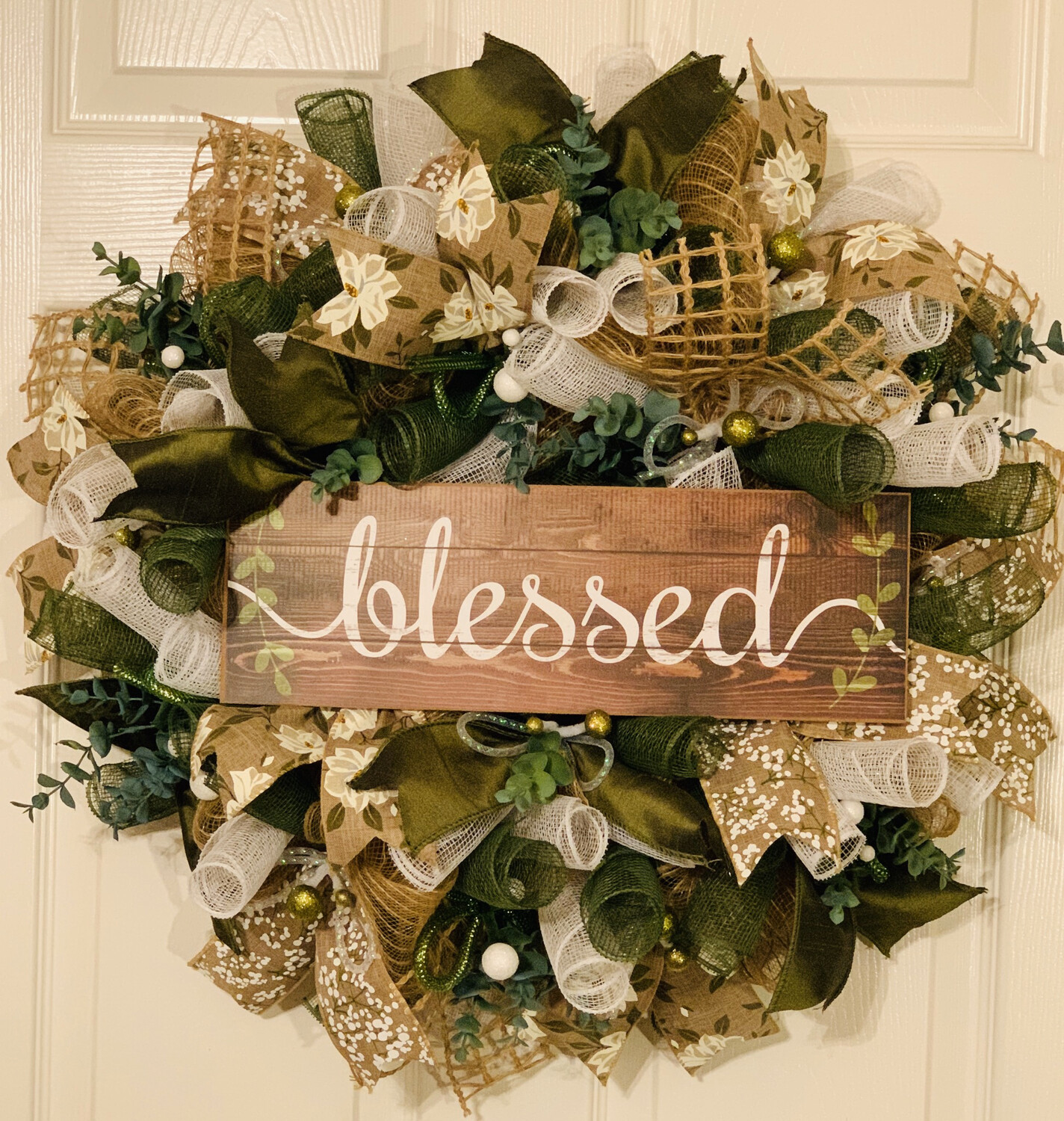 Blessed Inspirations, Garden Themed Decorations, Spring Wreath, Summer Wreaths for Front Door, A Touch of Faith