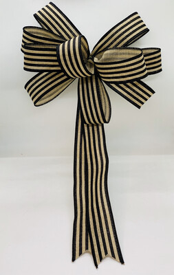 Natural &amp; Black Wreath Bow