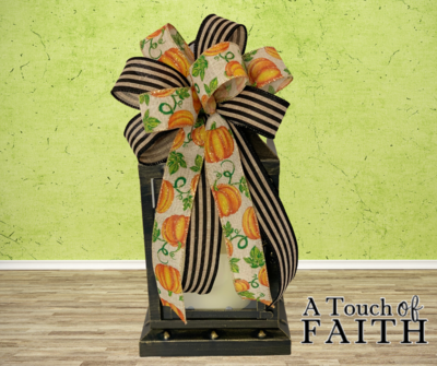 Pumpkin Cabana Stripe Bow