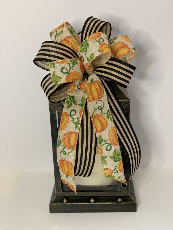 Pumpkin Cabana Stripe Bow