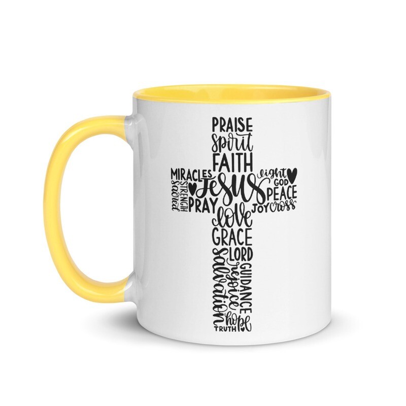 Inspirational Cross Christian Mug with Color Inside