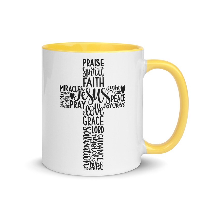 Inspirational Cross Christian Mug with Color Inside