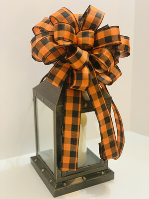 Orange &amp; Black Buffalo Check Bow