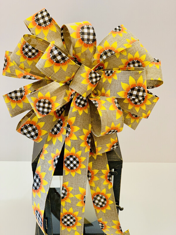 Fall Sunflower Buffalo Plaid Bow