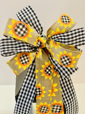 Sunflower Buffalo Plaid Gingham Check Bow